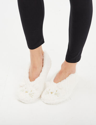 Chaussons ballerines avec étui blanc femme