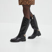 Bottes hautes matelassées avec chaînes noir femme