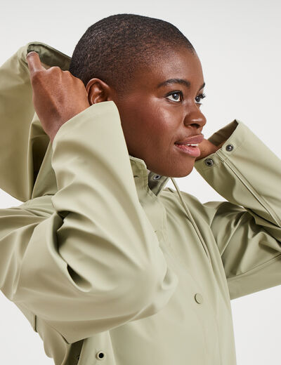 Parka imperm&eacute;able coupe-vent &agrave; capuche vert kaki femme