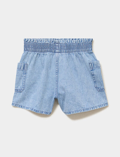Short en jean paperbag taille &eacute;lastiqu&eacute;e denim triple stone fille