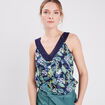 Débardeur col en V bleu marine femme