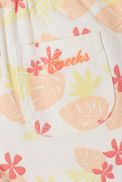 Short coton taille élastiquée Creeks ecru bébé fille