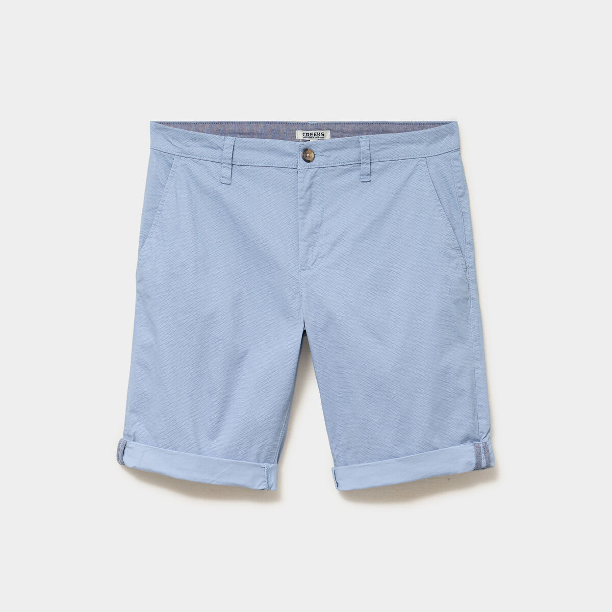 Bermuda short chino droit coton stretch bleu ciel homme