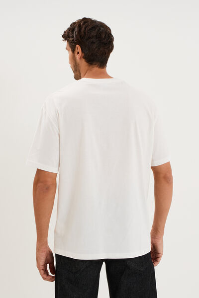 T-shirt regular col rond manches courtes blanc homme