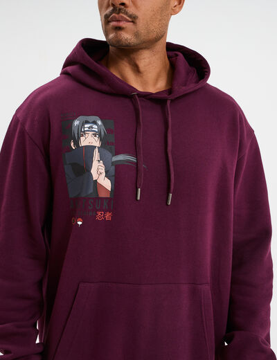 Sweat hoodie 1 poche Naruto Itachi prune homme