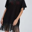 Robe de plage à franges noir femme