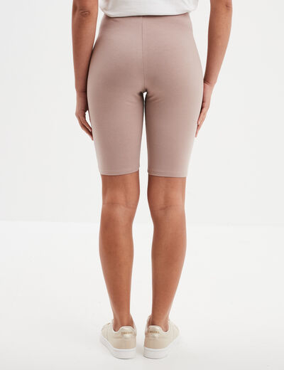 Legging court cycliste ajusté marron clair femme
