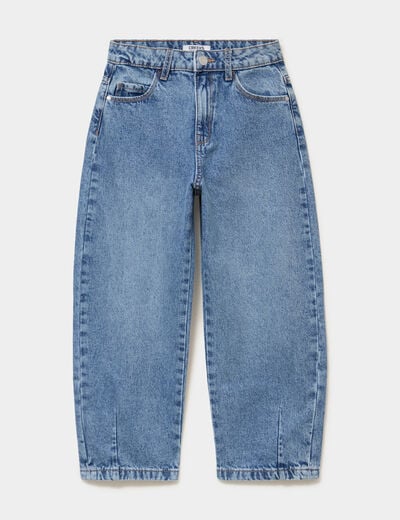 Jean barrel 5 poches coton denim double stone fille