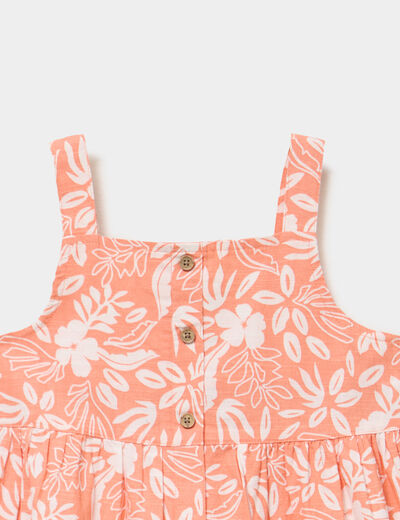 Robe &agrave; fines bretelles coton boutonn&eacute;e orange fille