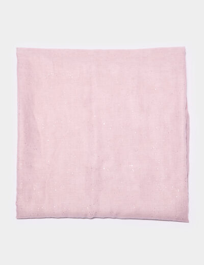Foulard bords à franges fines rose clair femme