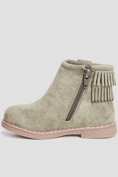 Bottines à franges vert kaki fille