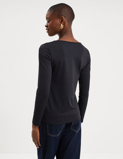 T-shirt ajust&eacute; manches longues noir femme