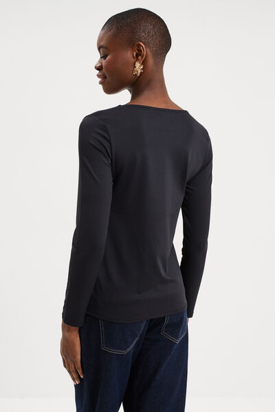 T-shirt ajust&eacute; manches longues noir femme