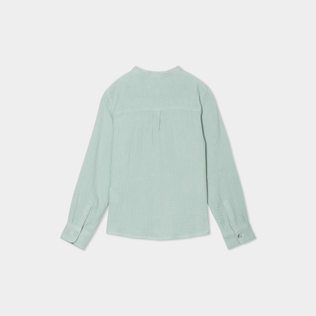 Chemise gaze coton manches retroussables vert kaki garçon