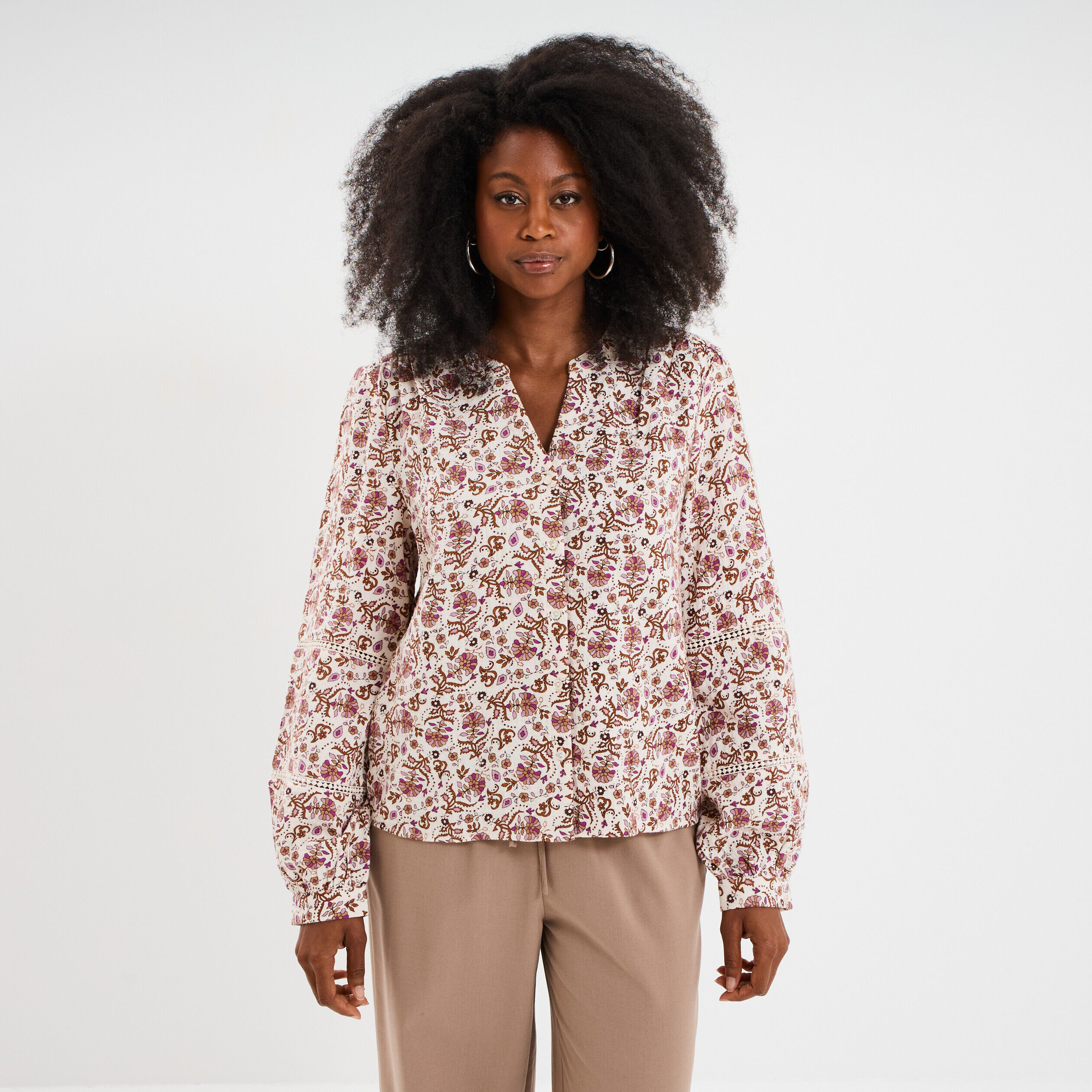 Blouse manches ballons coton blanc femme CREEKS