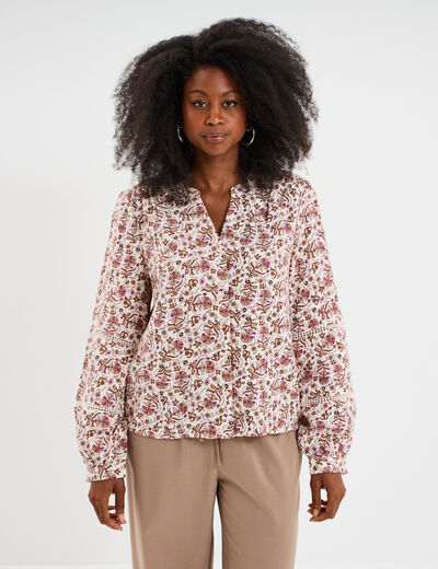 Blouse manches ballons coton blanc femme