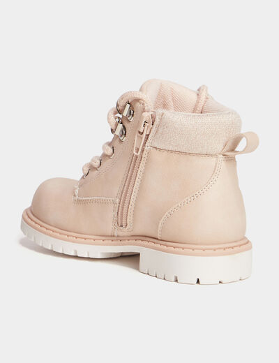Boots zippées à lacets Trappeur rose clair fille