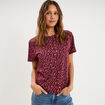 T-shirt coton col rond manches courtes bordeaux femme