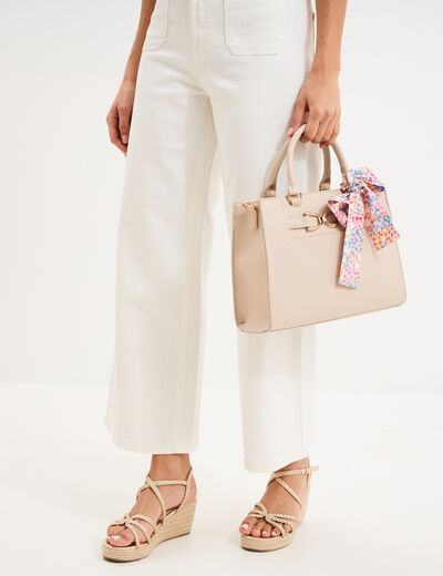 Sac &agrave; main d&eacute;tail foulard ivoire femme