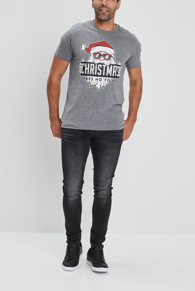 T-shirt de Noël manches courtes gris homme
