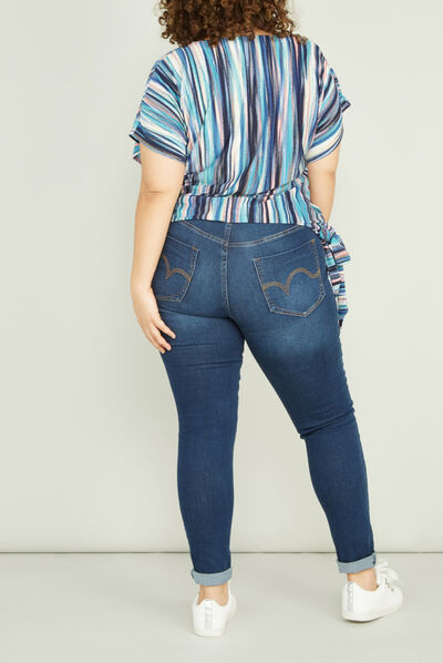 Jeans slim taille ajustable denim brut femme grande taille