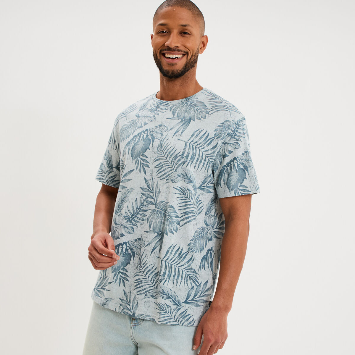 T-shirt manches courtes col rond gris homme