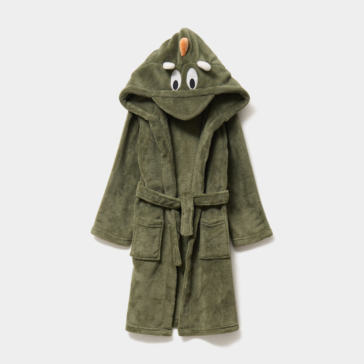 Peignoir à capuche effet polaire vert kaki garçon