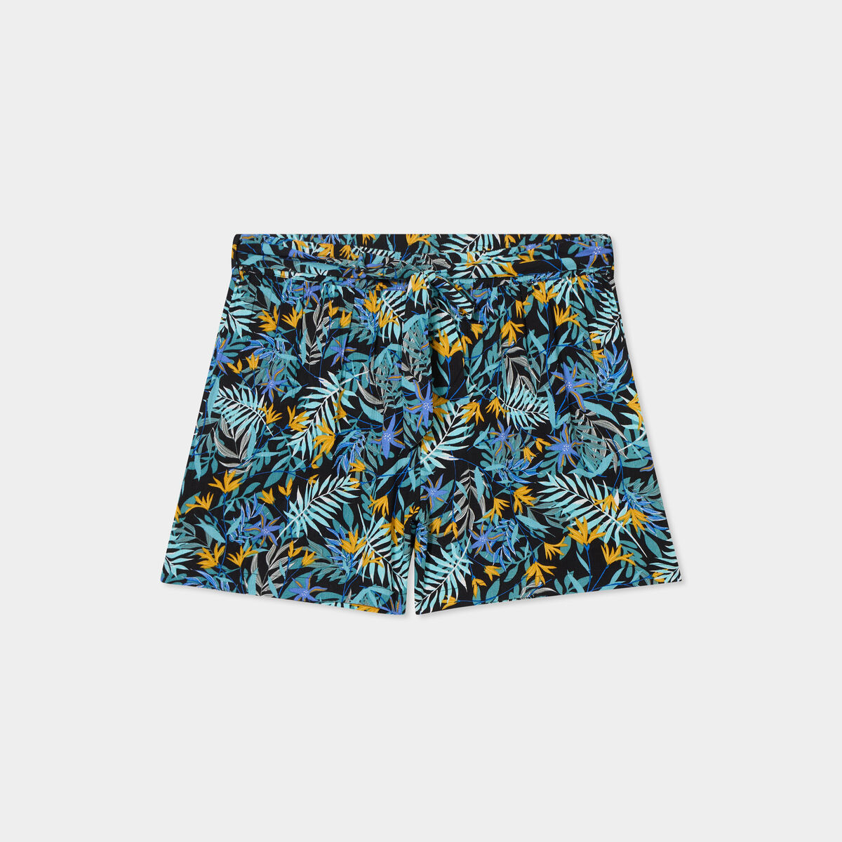 Short fluide ceinturé noir femme grande taille