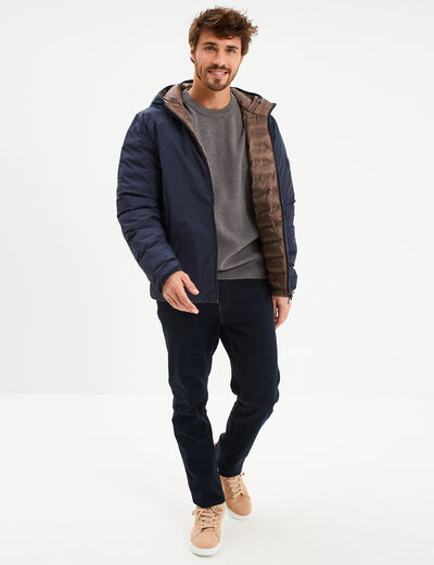 Blouson r&eacute;versible coupe-vent d&eacute;perlant bleu fonc&eacute; homme