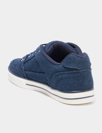 Tennis basses en toile &agrave; lacets bleu marine homme