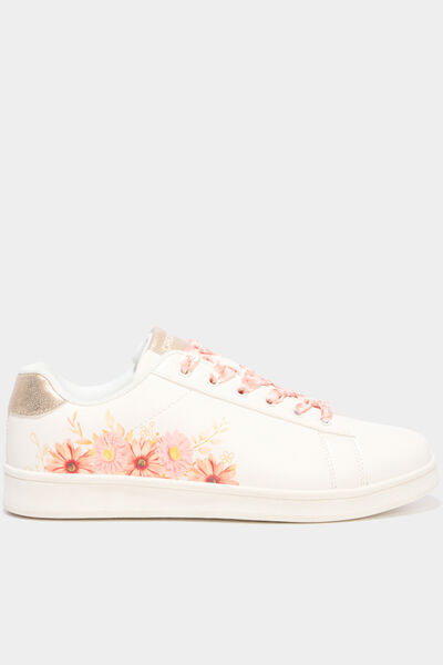 Baskets &agrave; lacets orange corail femme