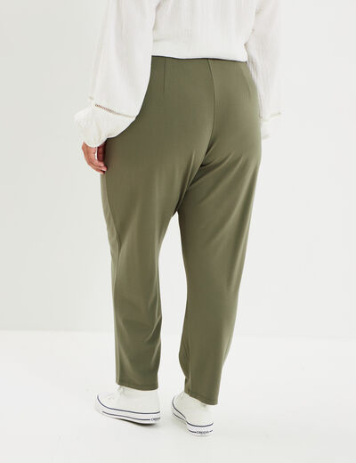 Pantalon slim taille élastiquée vert kaki femme grande taille