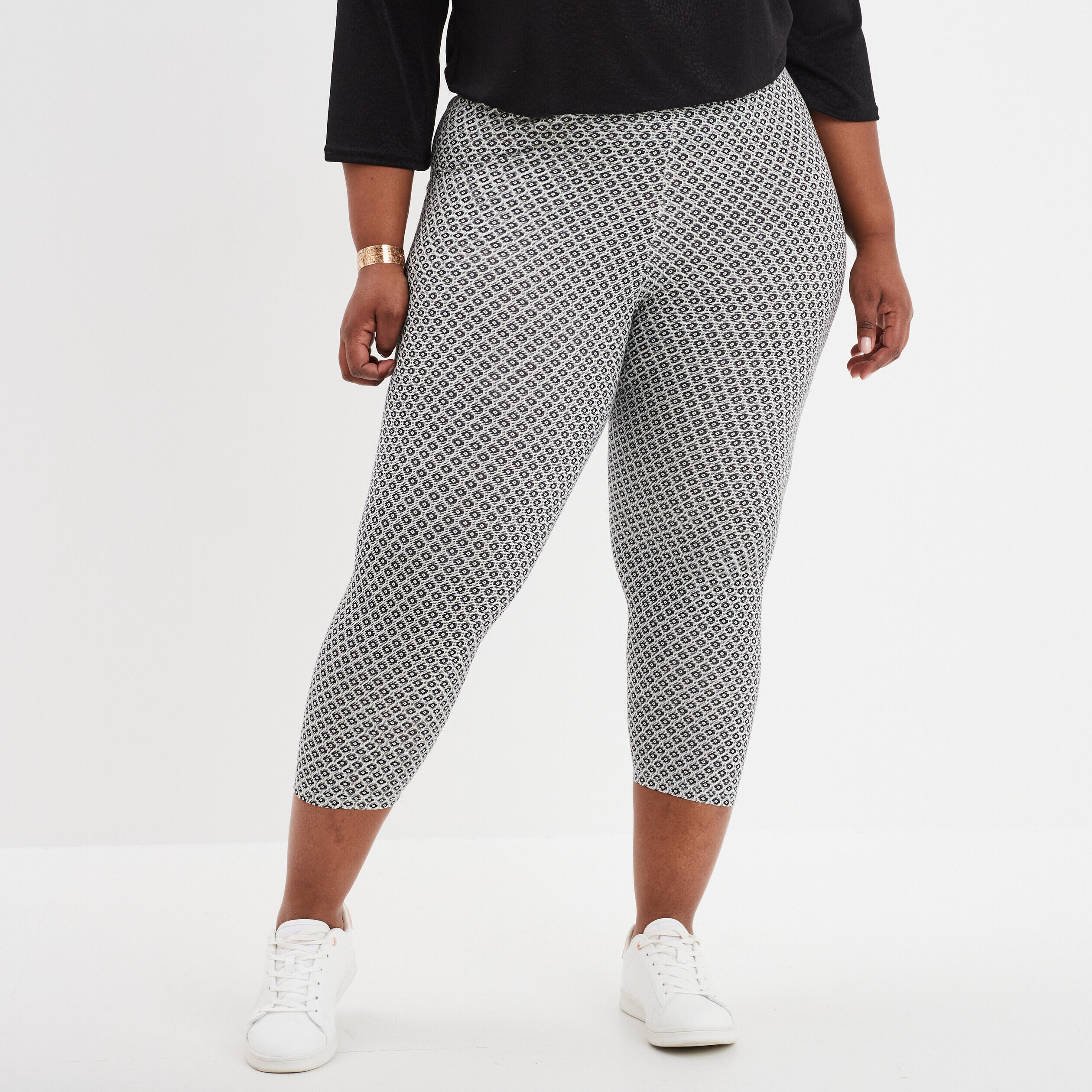 Legging 7/8ème taille standard noir femme grande taille MODAVISTA