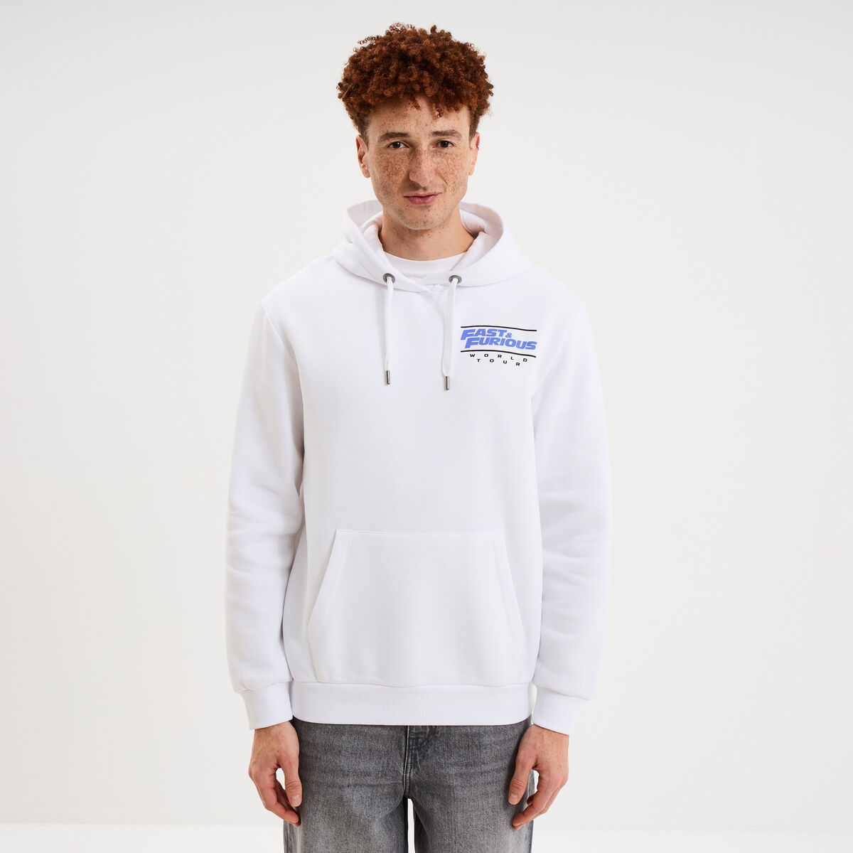 Sweat hoodie molleton Fast and Furious blanc homme