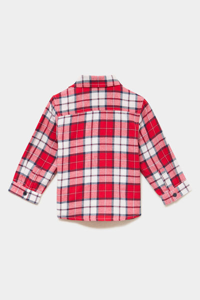 Ensemble 2 pi&egrave;ces chemise t-shirt coton rouge fonc&eacute; b&eacute;b&eacute; gar&ccedil;on