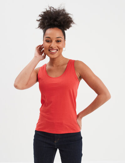 Débardeur bretelles larges coton rouge femme