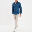 Chemise effet stretch manches longues bleu foncé homme