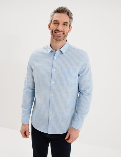 Chemise manches longues coton bleu ciel homme