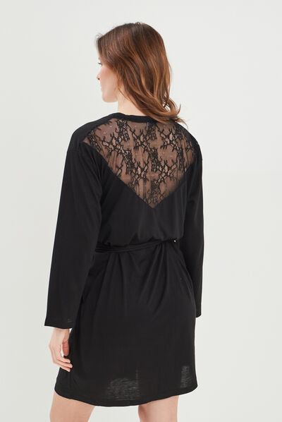 Déshabillé avec dentelle noir femme