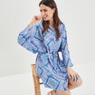 Robe chemise droite fluide ceinturée bleu femme
