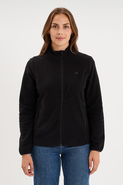 Veste polaire zipp&eacute; manches longues noir femme