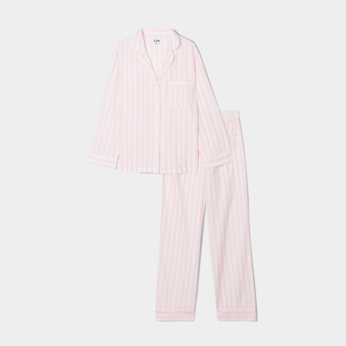 Ensemble pyjama pantalon chemise coton ecru femme