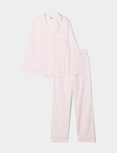Ensemble pyjama pantalon chemise coton ecru femme