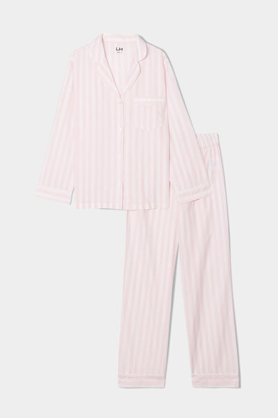 Ensemble pyjama pantalon chemise coton ecru femme