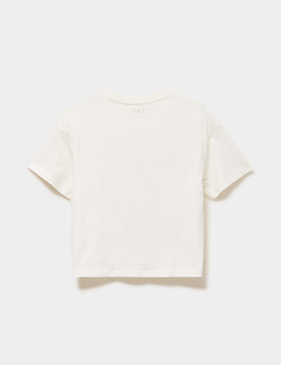 T-shirt manches courtes coton ivoire fille