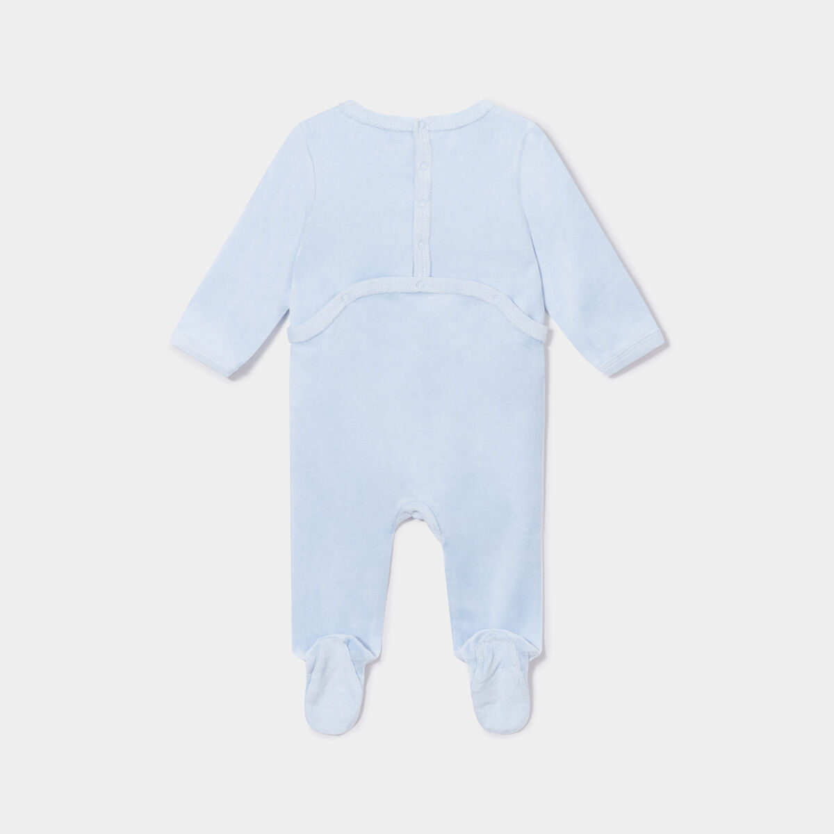 Dors-bien velours manches longues bleu bébé garçon