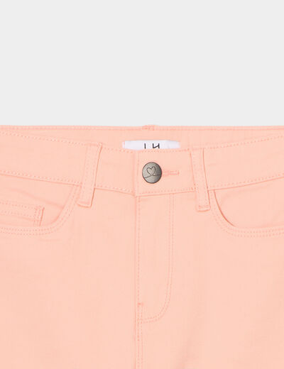 Short ajusté en twill orange clair fille