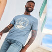T-shirt droit manches courtes coton bleu fonc&eacute; homme