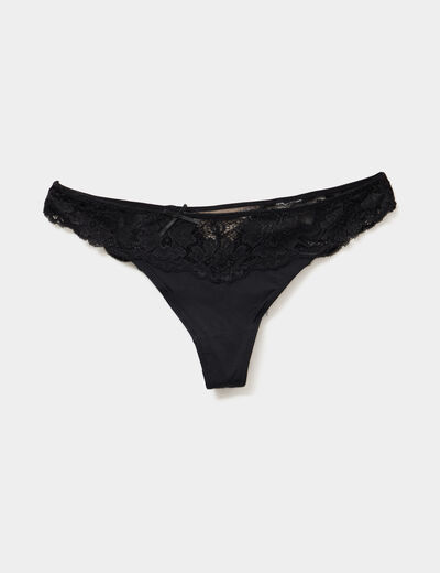 Culotte tanga à dentelle noir femme