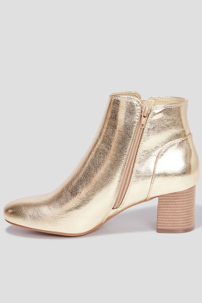 Bottines métallisées à talons jaune or femme